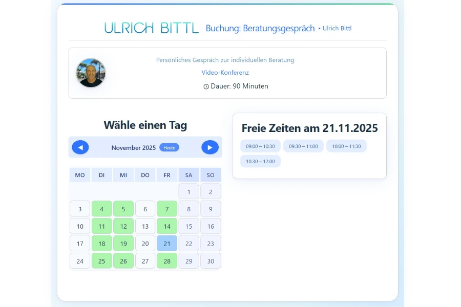 Selbst gehostetes Terminbuchungs-System – Buchungsoberfläche